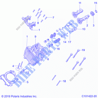 ENGINE, CYLINDER HEAD, CAMS AND VÃLVULAS   Z21CHA57A2/K2/E57AK (C101422 20) para Polaris RZR TRAIL 570 2021